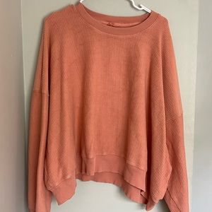 AERIE NEW LOVE CORDED SWEATER | CORAL